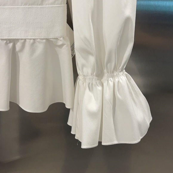 Red Valentino White Ruffled Blouse Size 8 - Picture 4 of 5